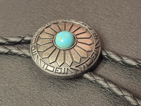 50) Bolo-Tie Westernkrawatte Concho Türkis Silber