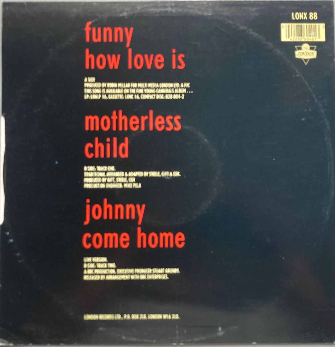 Dischi in vinile: FINE YOUNG CANNIBALS - FUNNY HOW LOVE IS – Usato da Poliez-Pittet venduto da Newtown-Records 1