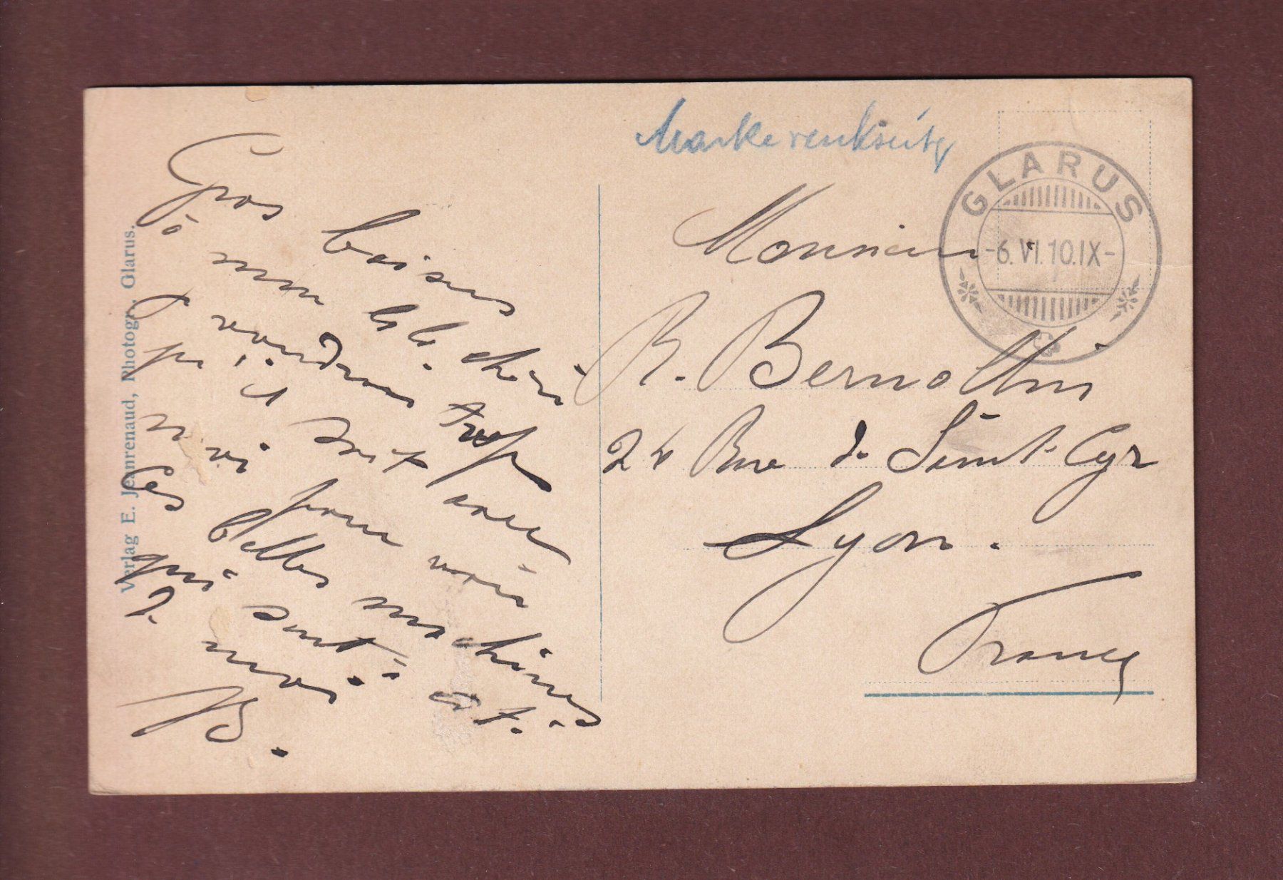 Ansichtskarten: Am KLÖNTHALERSEE - 1910 – Gebraucht aus Pully von nicecards-shop 1