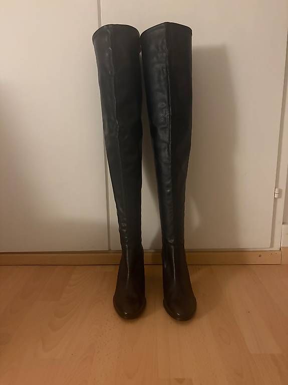 Damenschuhe: Overknee Stiefel | schwarz | echtes Leder 39 – Gebraucht aus Wittenbach von Lenitalasirena 1