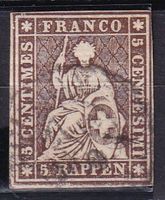Helvétie assise Oblitéré 5 Rappen
