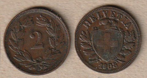 Toutes les monnaies: 2 Rappen 1908 – D'occasion à Allschwil par Coinfreak