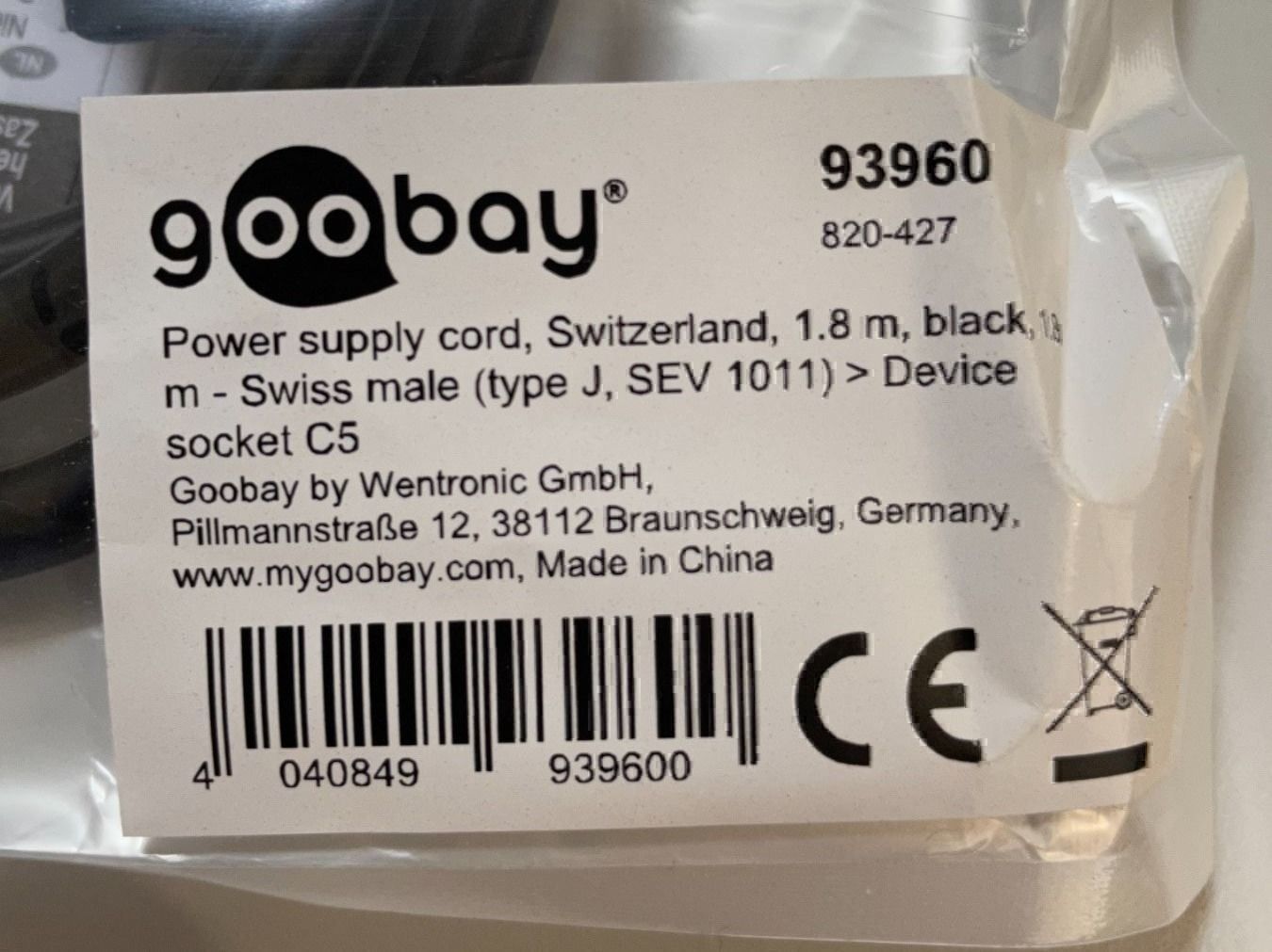 Kabel: Kabel / Stromkabel Schweiz - Goobay – Neu und originalverpackt aus Zug von Cry71 1