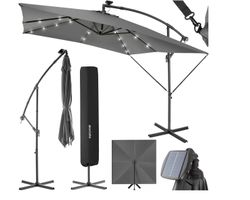 Sonnenschirm Sunna hellgrau 250 x 250 cm mit LED Solar-Bele