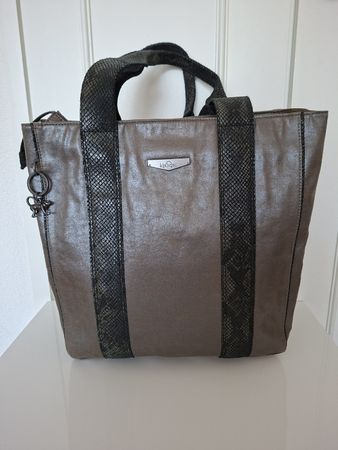 Grand sac cabas Kipling 100% cuir brun métallisé – Shopper