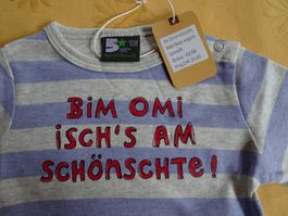 NEUER Body grau "Mis Omi isch am ...." Gr. 62/68 - 260754