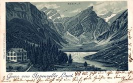Gruss vom Appenzeller Land. Seealpsee mit Berggasthaus