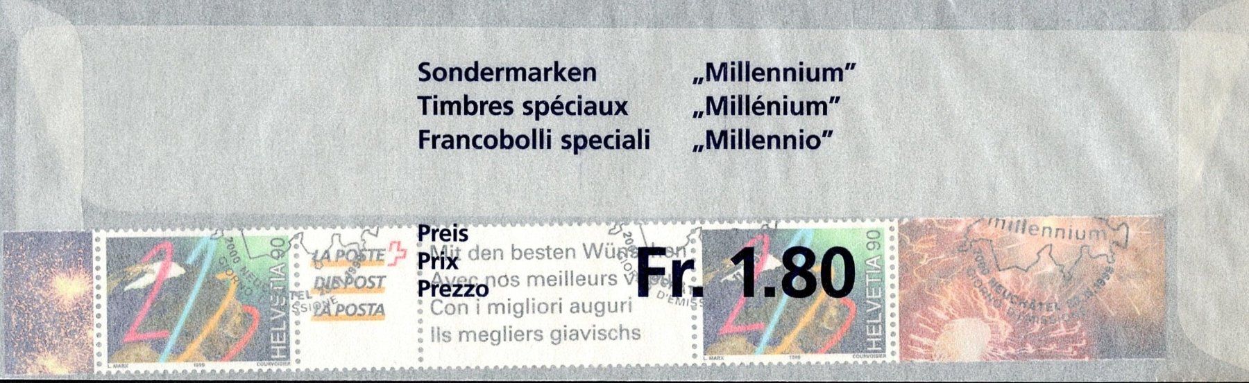 Alle Briefmarken: 1999 / 2000 SM Millennium SBK S80A ET gest.  mit Post-Text – Neu und originalverpackt aus Thun von Nissan
