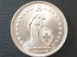 2 Franken 1921 stempelglanz! Silber