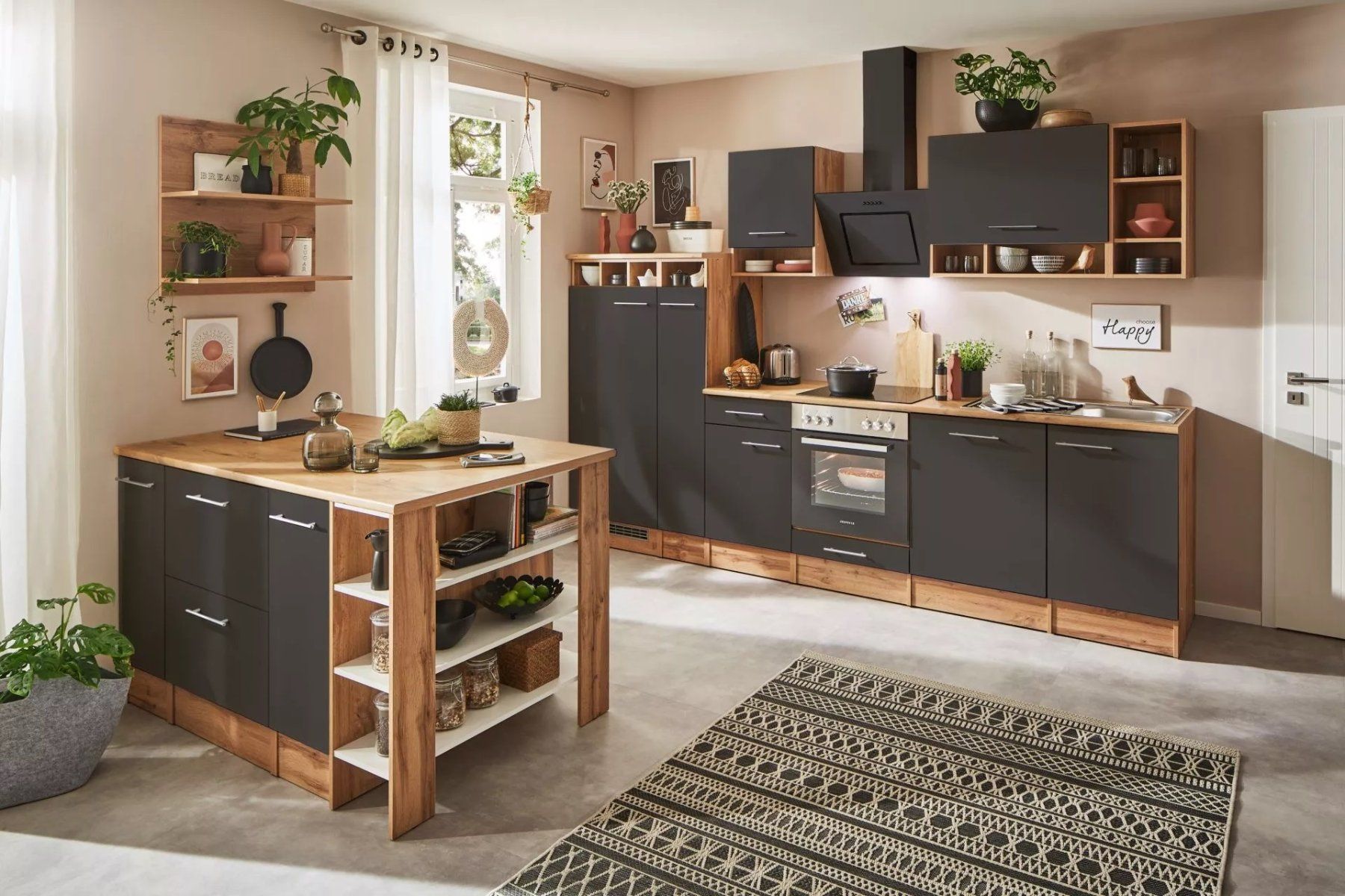 Cucine complete: 915 - Inselküche Einbauküche Eiche/Grau Hilde 310cm – Nuovo e nell'imballaggio originale da Wallenwil venduto da toesstalvertrieb