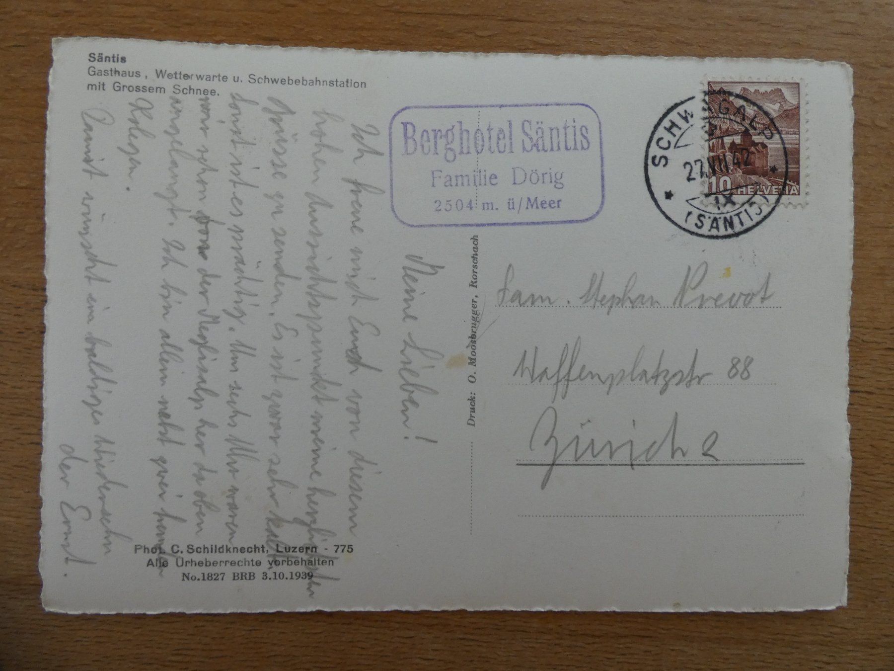 Cartoline postali: Grossformatige Ansichtskarte vom Säntis, gelaufen, ca. 1940 – Usato da Münchwilen TG venduto da sirnmu 1