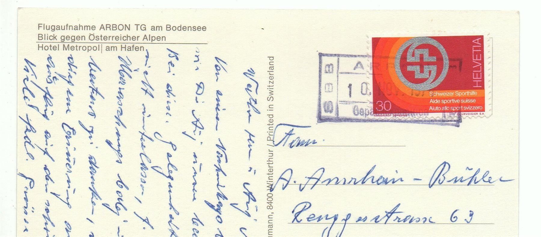 Cartoline postali: ARBON am Bodensee, Flugaufnahme – Usato da Jona venduto da philajona 1