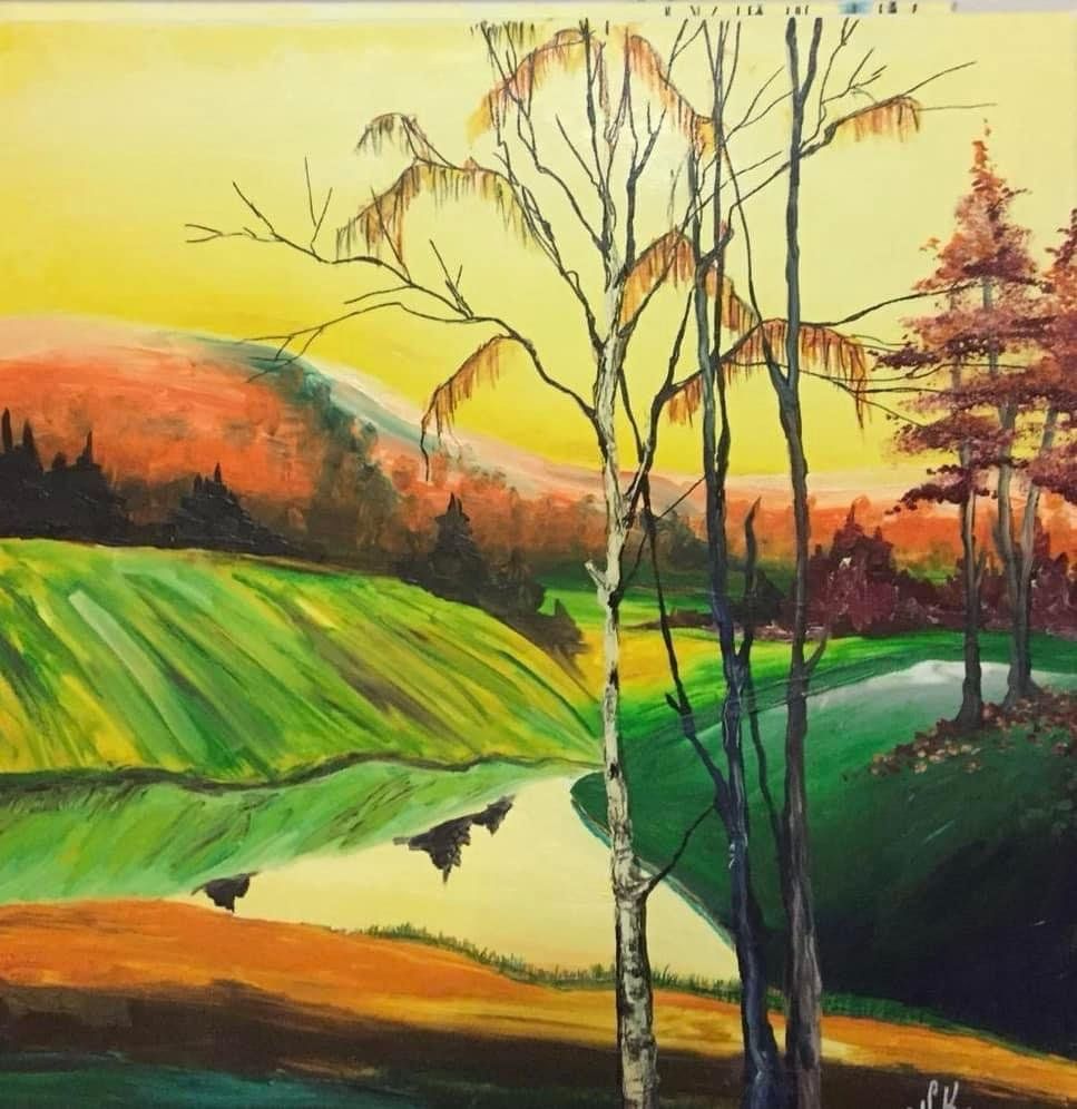 Dipinti: Gemälde - Herbstlandschaft mit Bäumen und See – Usato da Meggen venduto da Nina_KK