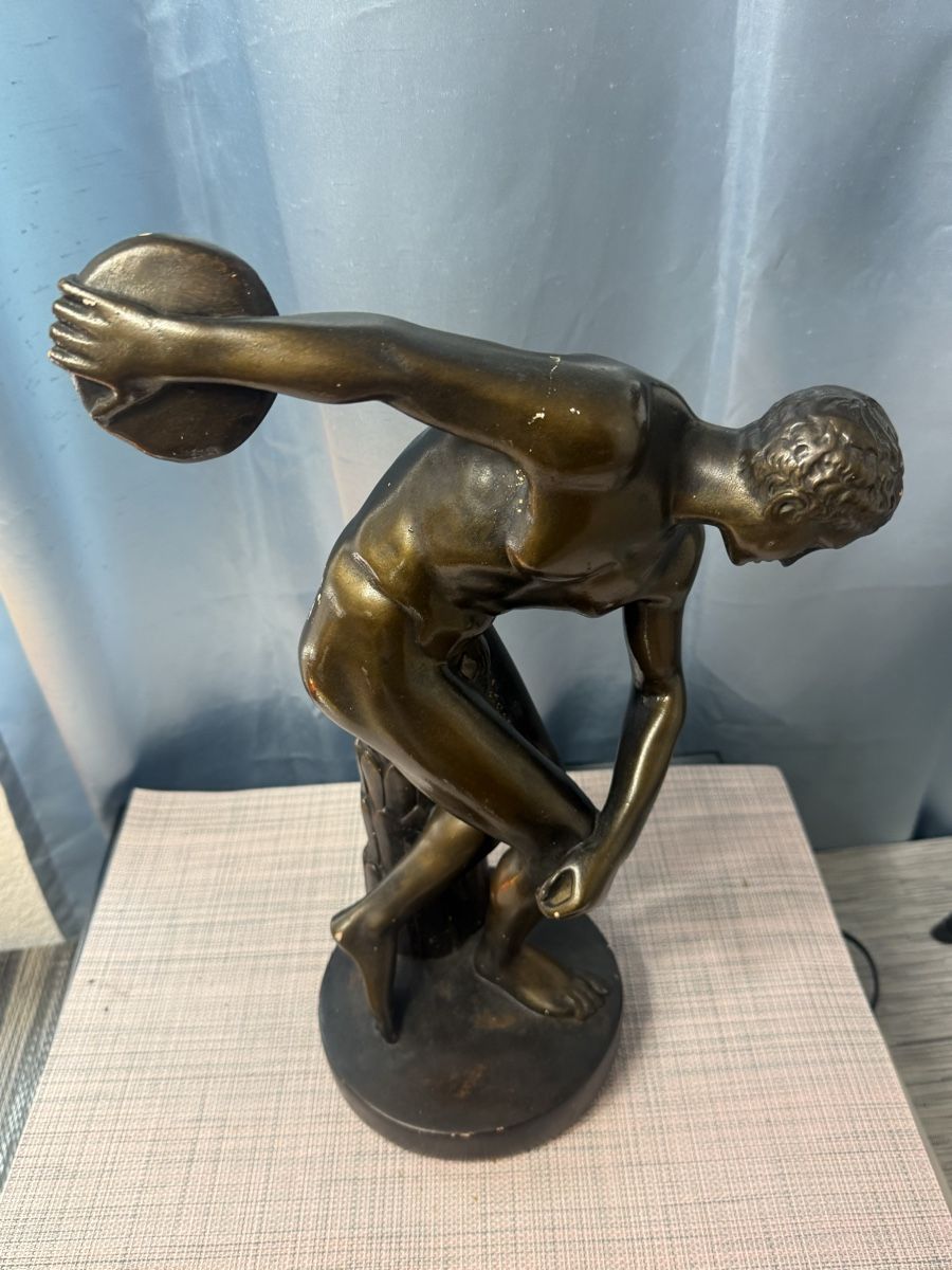 Sculture & Statue: Diskuswerfer / Athletenfigur, bronziert, ca. 40 cm – Usato da Grenchen venduto da swiss.antiques