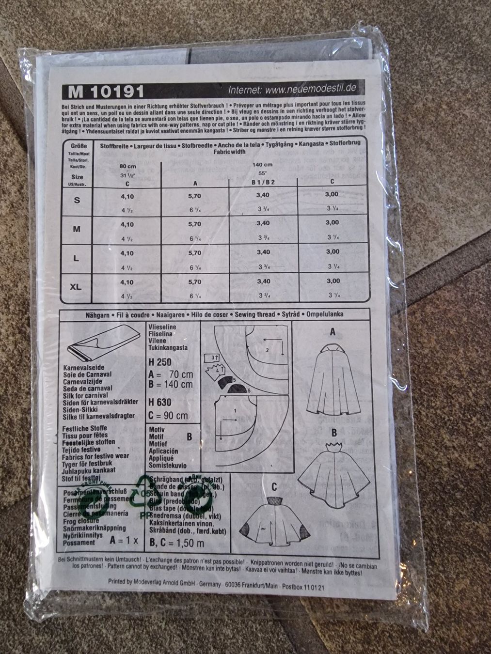 Cartamodelli: Halloween-Schnittmuster Erwachsene – Nuovo e nell'imballaggio originale da Wangen ZH venduto da SIBIRO 1