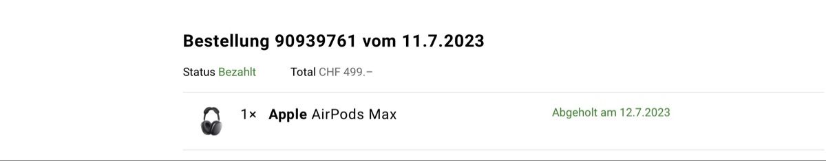 Apple Casques audio: Apple AirPods Max Kopfhörer Space Grau neuwertig – Défectueux à Wettingen par beernase 3