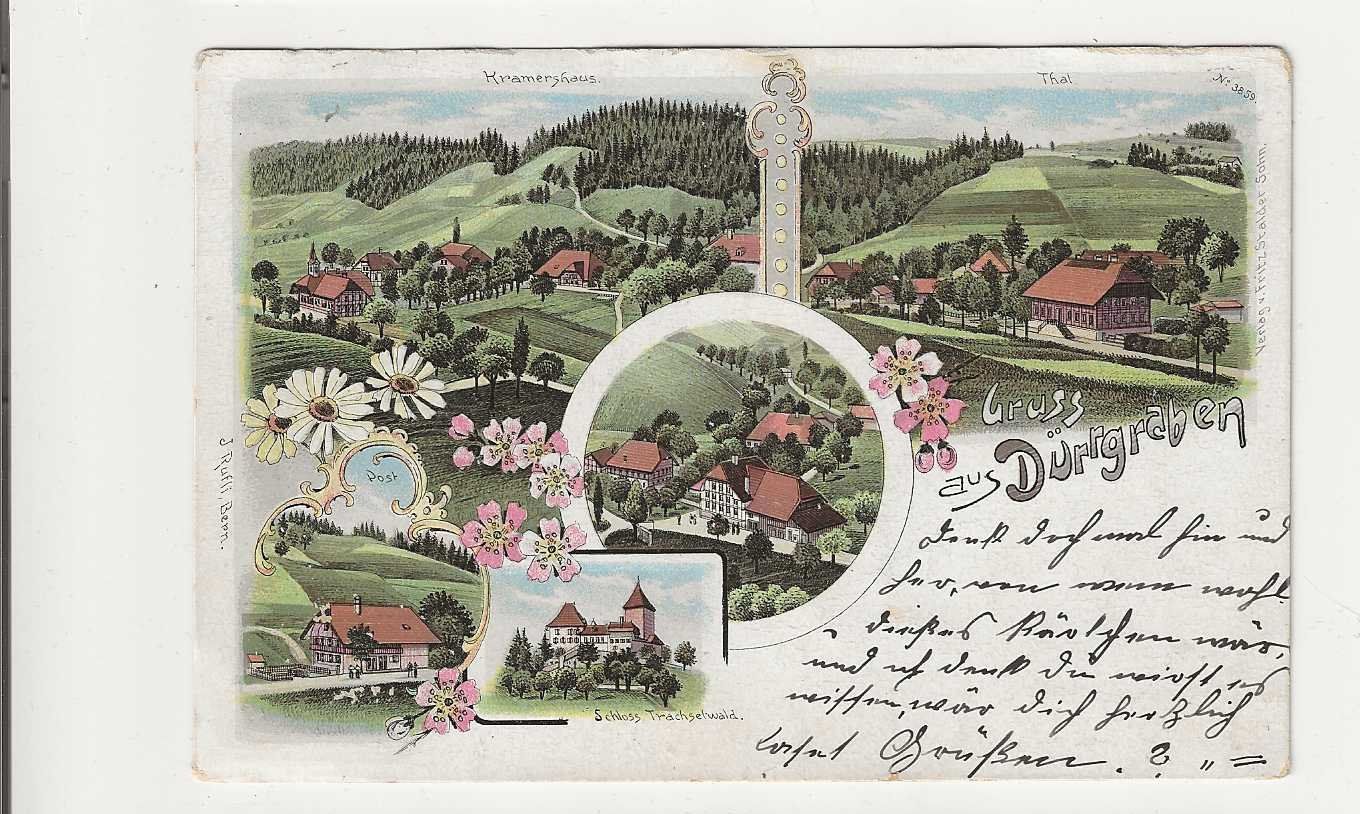 Ansichtskarten: Dürrgraben Litho, 1902 – Gebraucht aus Spiez von Niesen20