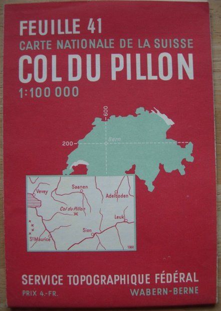 Col du Pillon 1963, Landeskarte 1:100 000, Blatt-Nr. 41 | Kaufen auf ...