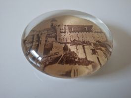 antiker Briefbeschwerer  "Marienburg"  aus Glas mit Foto