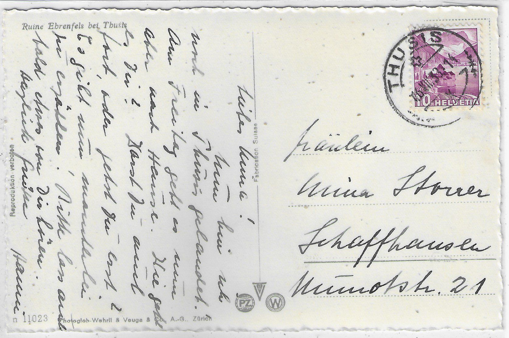Cartoline postali: Ruine Ehrenfels bei Thusis – Usato da Ettingen venduto da Kartenplanet 1