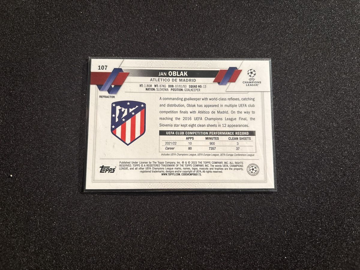Topps Carte collezionabili: Jan Oblak - Atletico Madrid - Topps Chrome - Holo – Usato da Kaiseraugst venduto da Baum_12 1