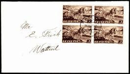 FDC 4er Block Nationale Anbauwerk 1941 Wattwil RAR