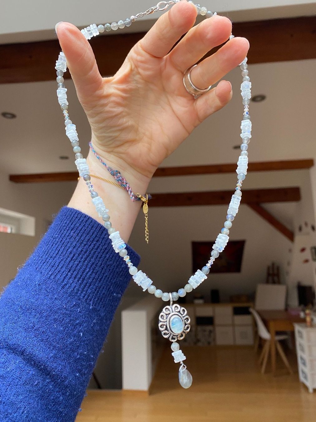 Ketten: Mondstein, Labradorit, Swarovski KETTE – Neu (gemäss Beschreibung) aus Basel von Chili007 2