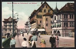 Zürich, Strassenbahn am Rathausquai und