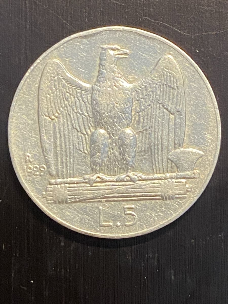 Tutti le monete: Italie, 5 Lire 1929 Argent – Usato da Corsier-sur-Vevey venduto da Ginoarturo 1