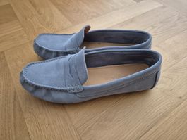 Schuhengel Wildleder Loafers / Mokassins Hellblau – Gr. 40