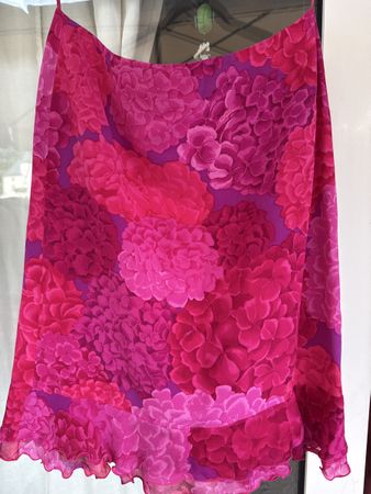 Jupe Vintage ESCADA en Soie Rose Motif Fleuri Taille 40