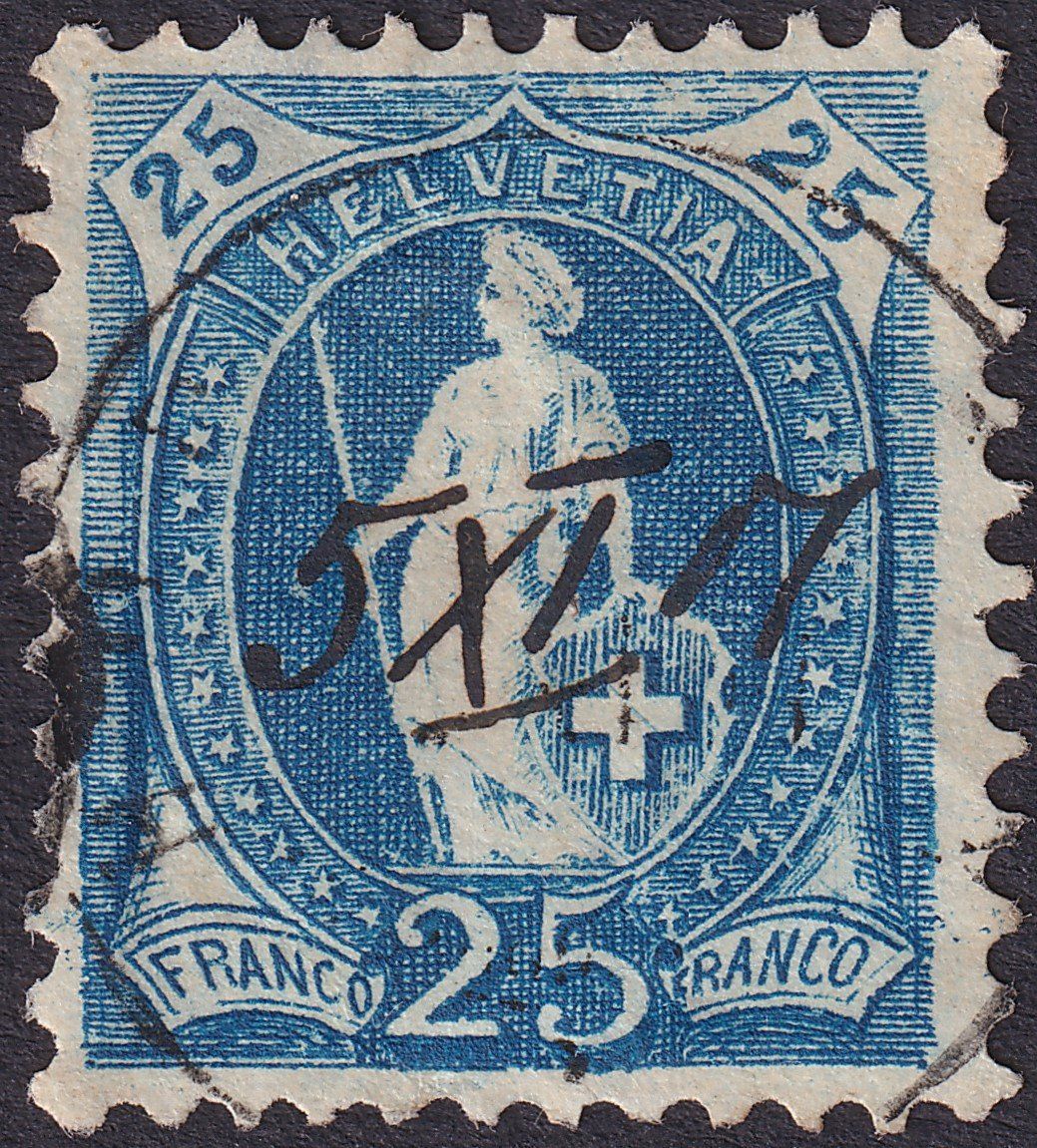 Tutti i francobolli: 73D mit wunderschön zentrischem "Handschriftlichem Datum" – Usato da Sursee venduto da Luzernerraute