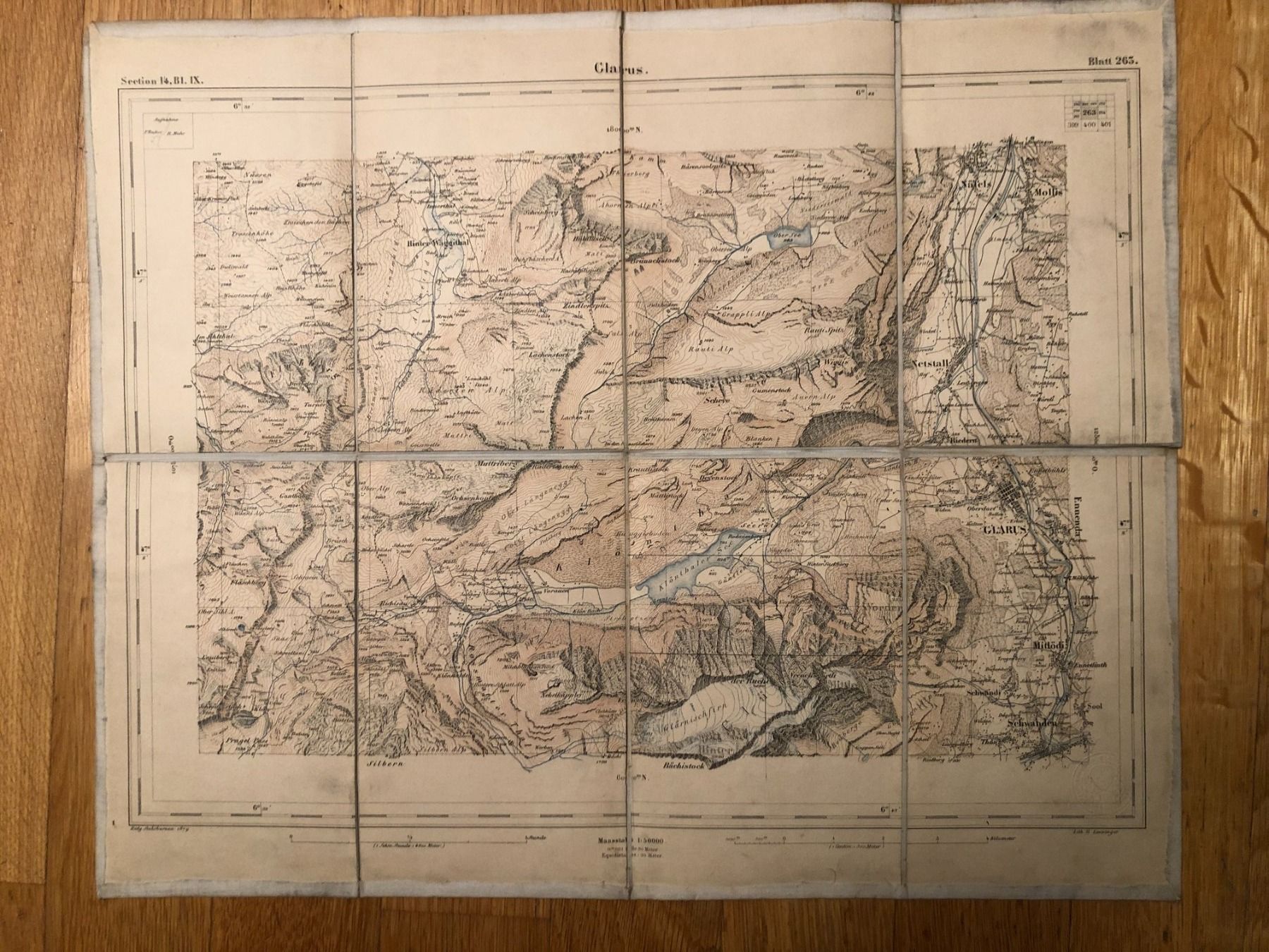 Cartine & Atlanti: Siegfriedatlas: Glarus Blatt 263. 1879 – Usato da Zürich venduto da allp 1