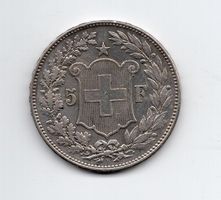 (79) Schweiz, 5 Franken 1907, Kopf, vz/stgl