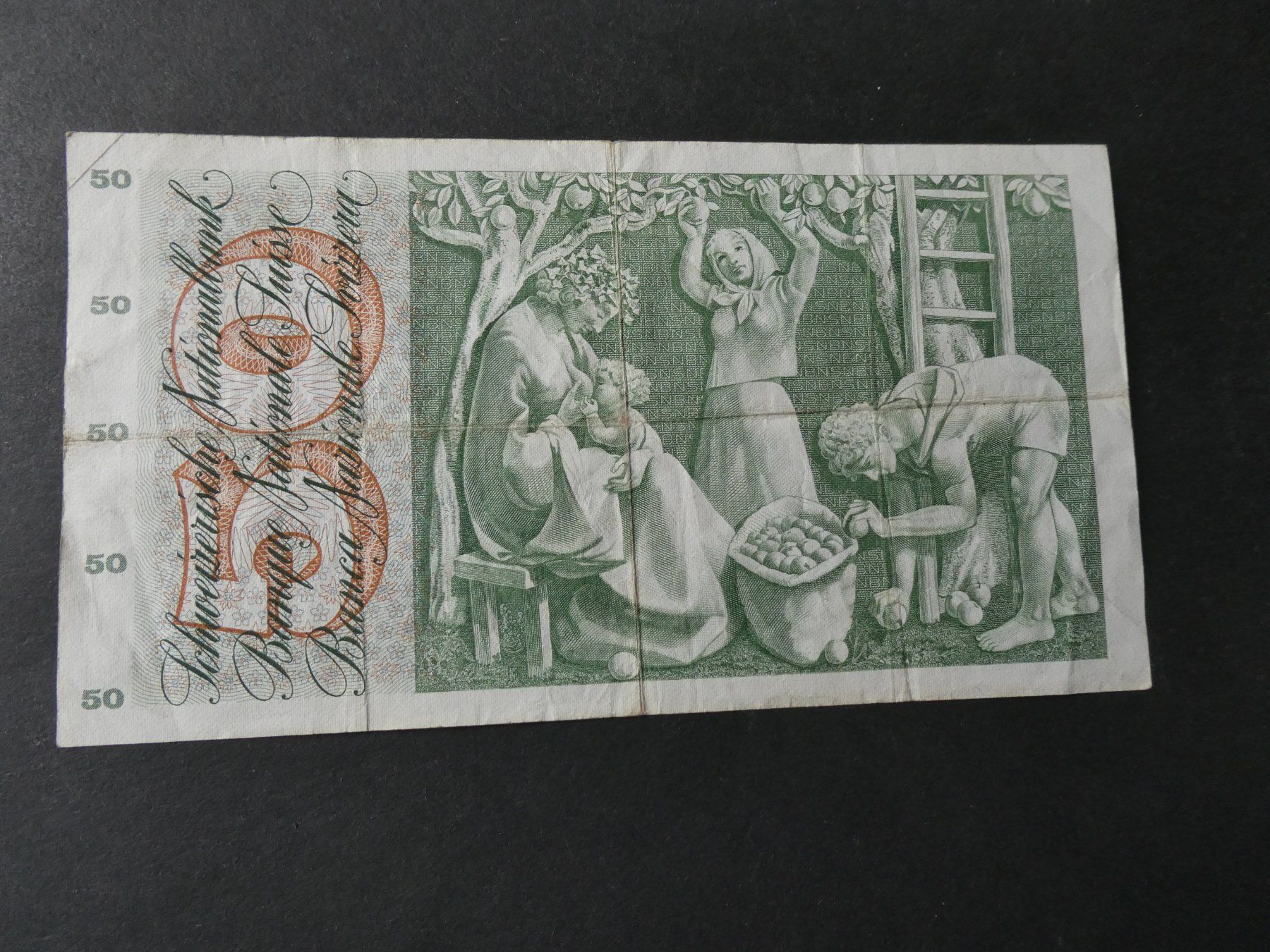 Banknoten: Schweiz 1969, 50 Franken – Gebraucht aus Hinterforst von Rohusri 1