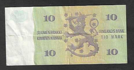 Banconote: Finland  10  Markkaa  1980  Gebraucht – Usato da Gordola venduto da coinsandnotes 1
