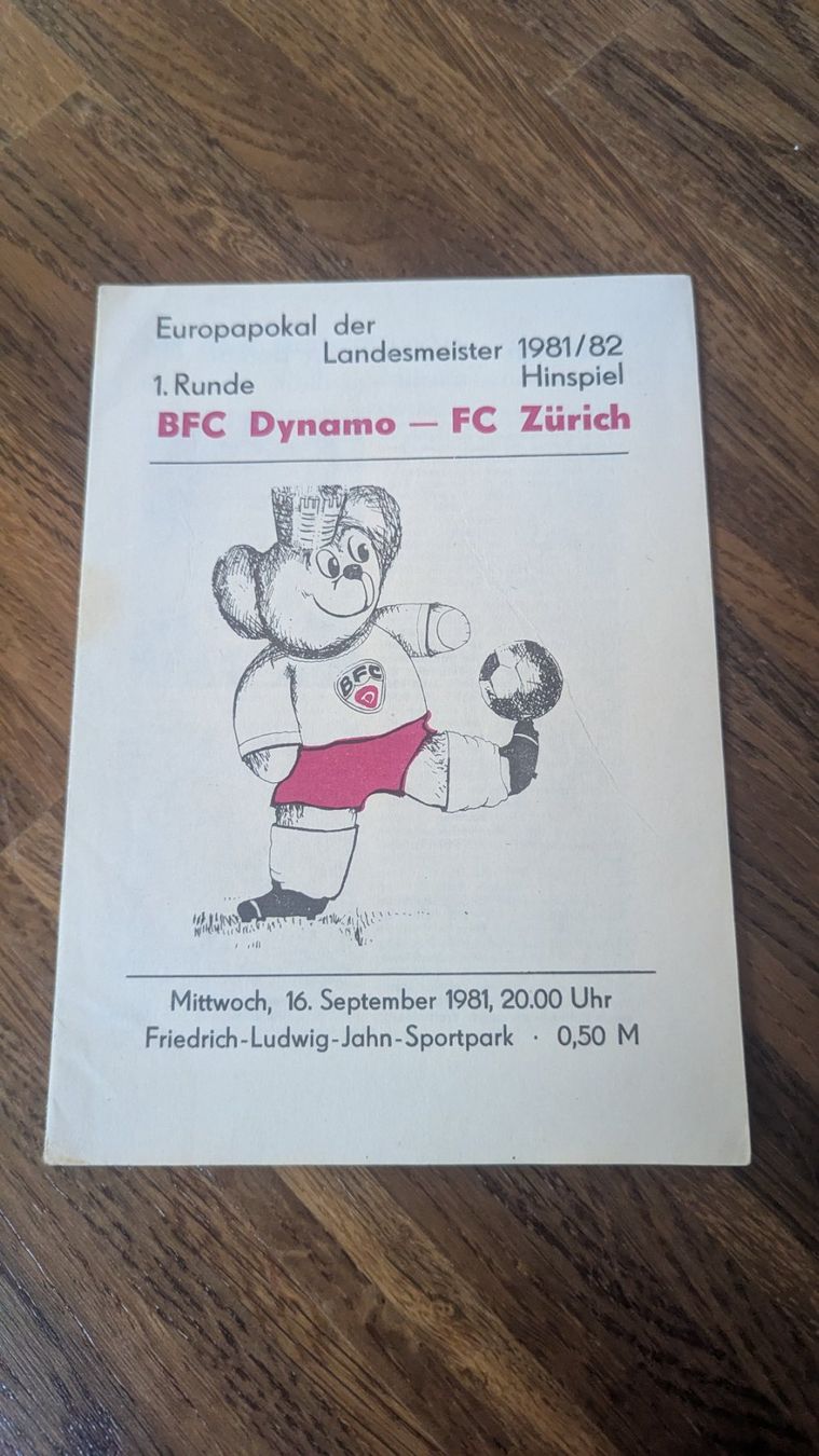 Documenti: FC Zürich Matchprogramm BFC Dynamo, 1981, Rarität! – Usato da Zürich venduto da DebsBre