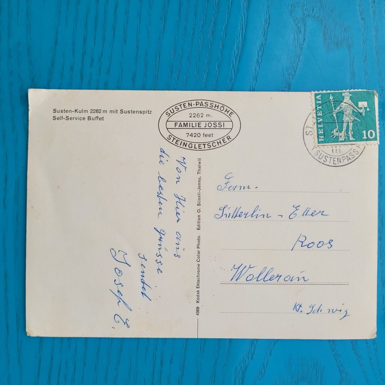 Cartoline postali: Susten- Kulm mit Sustenspitz / Steingletscher  1961 – Usato da SCHÜBELBACH venduto da CoKaHa 1