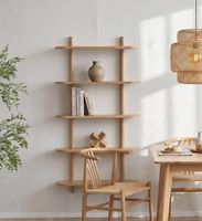 Wandregal Eiche Holz Regal Scandi 5 Boeden 140x75cm Neu