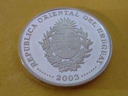 Uruguay 1000 Pesos "Alcides Ghiggia" 2003 Silber *SEHR RAR*