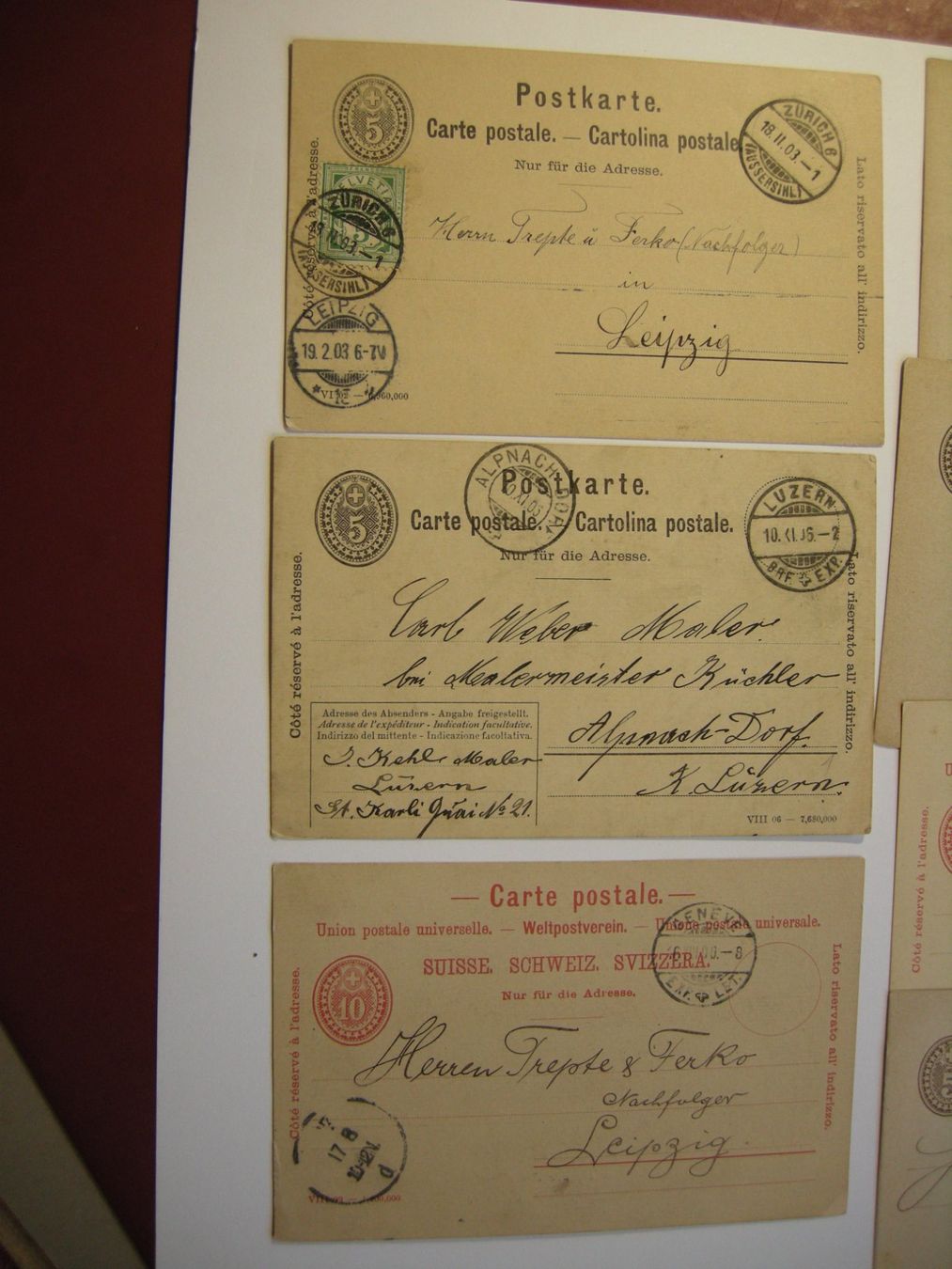 Alle Briefmarken: 7 POSTKARTEN AB - BERNE 15.IX.76 // GAIS 1.III.77. // ect. – Gebraucht aus Eschenbach SG von eDaisy 3