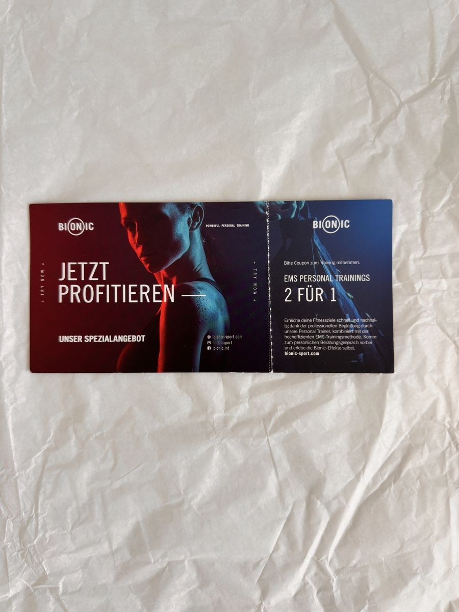Buoni: Bionic Gutschein EMS Personal Training 2 fuer 1  – Nuovo e nell'imballaggio originale da Zürich venduto da MaxZurich 1