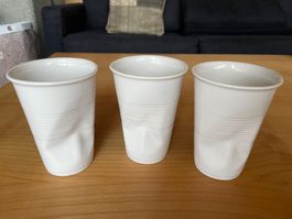 3 grosse Revol Porzellan-Knitterbecher, -Tassen neuwertig
