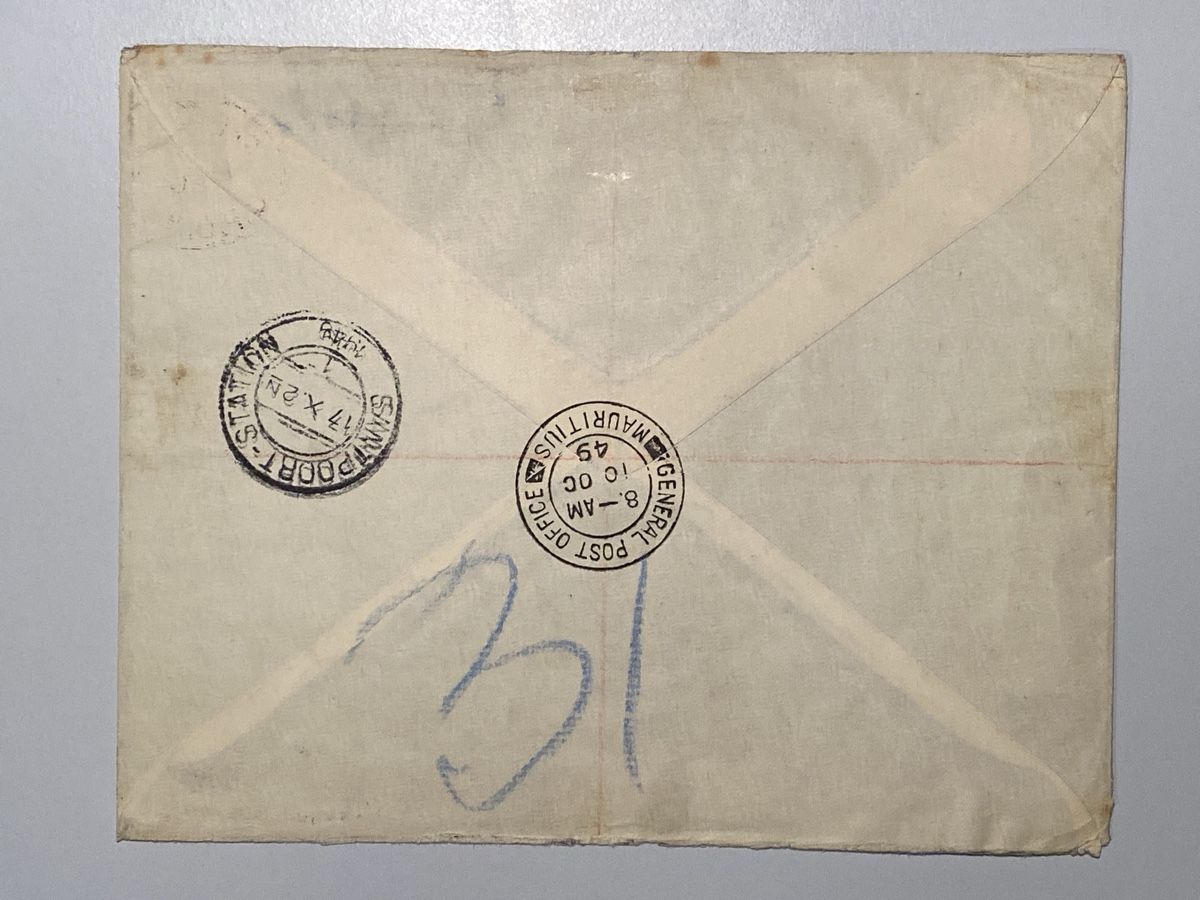 Alle Briefmarken: Mauritius 1949, Briefumschlag – Gebraucht aus Küssnacht a. Rigi von Unique-Valuable 2