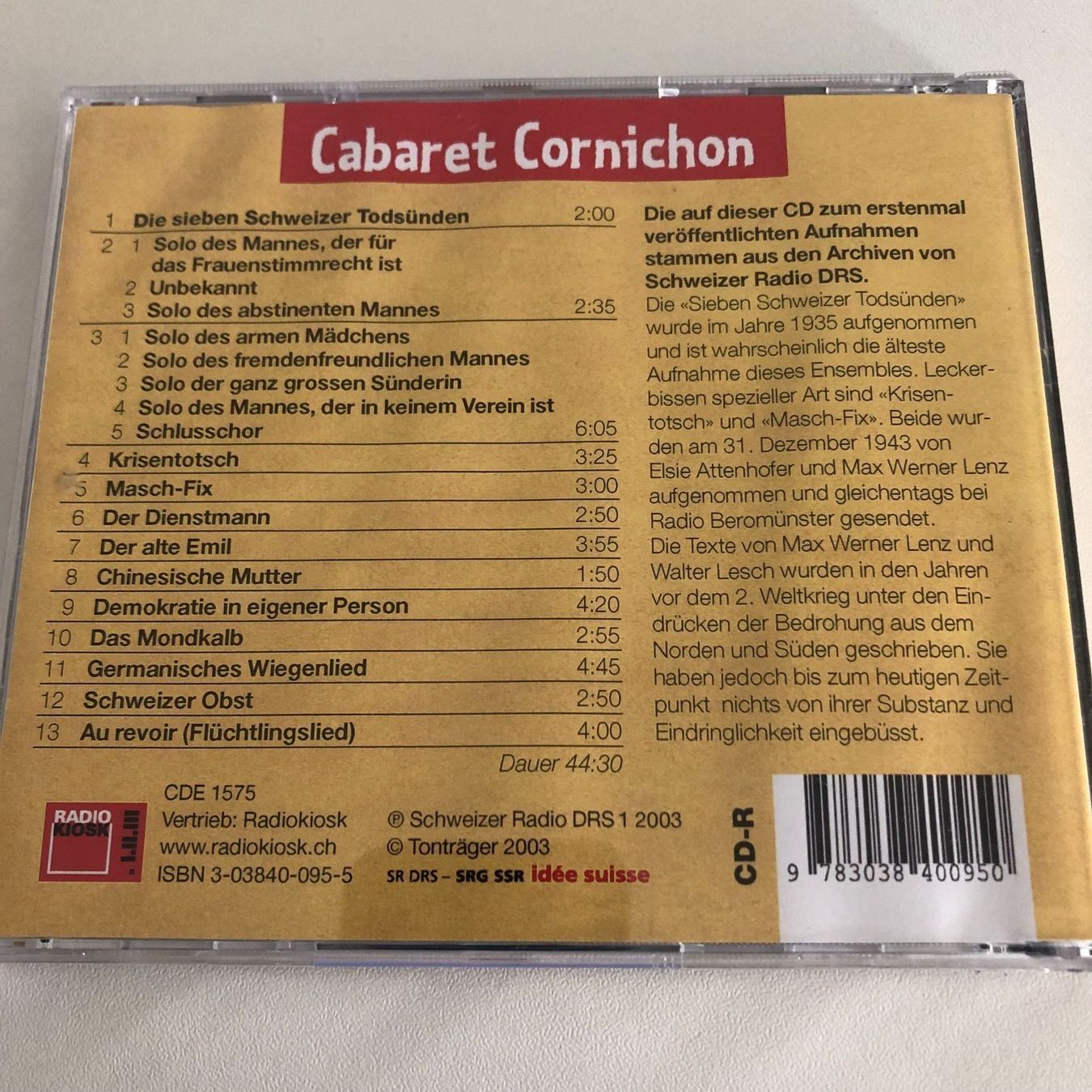 CD: Cabaret Cornichon – Usato da Weggis venduto da Steff125ch 1