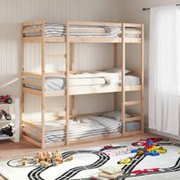 (neu)vidaXL Dreifach-Etagenbett 90x200 cm Massivholz Kiefer