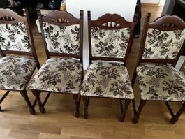 4er Stuhlset Massivholz mit Polsterung, Landhausstil