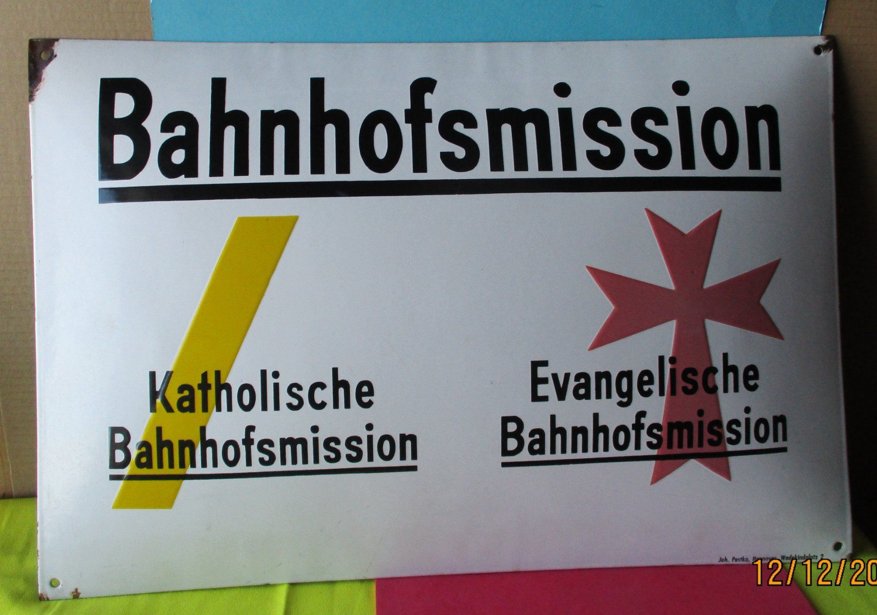 Insegne: Bahnhofsmission  Emailschild – Usato da Ottikon Gossau ZH venduto da hokuspokus