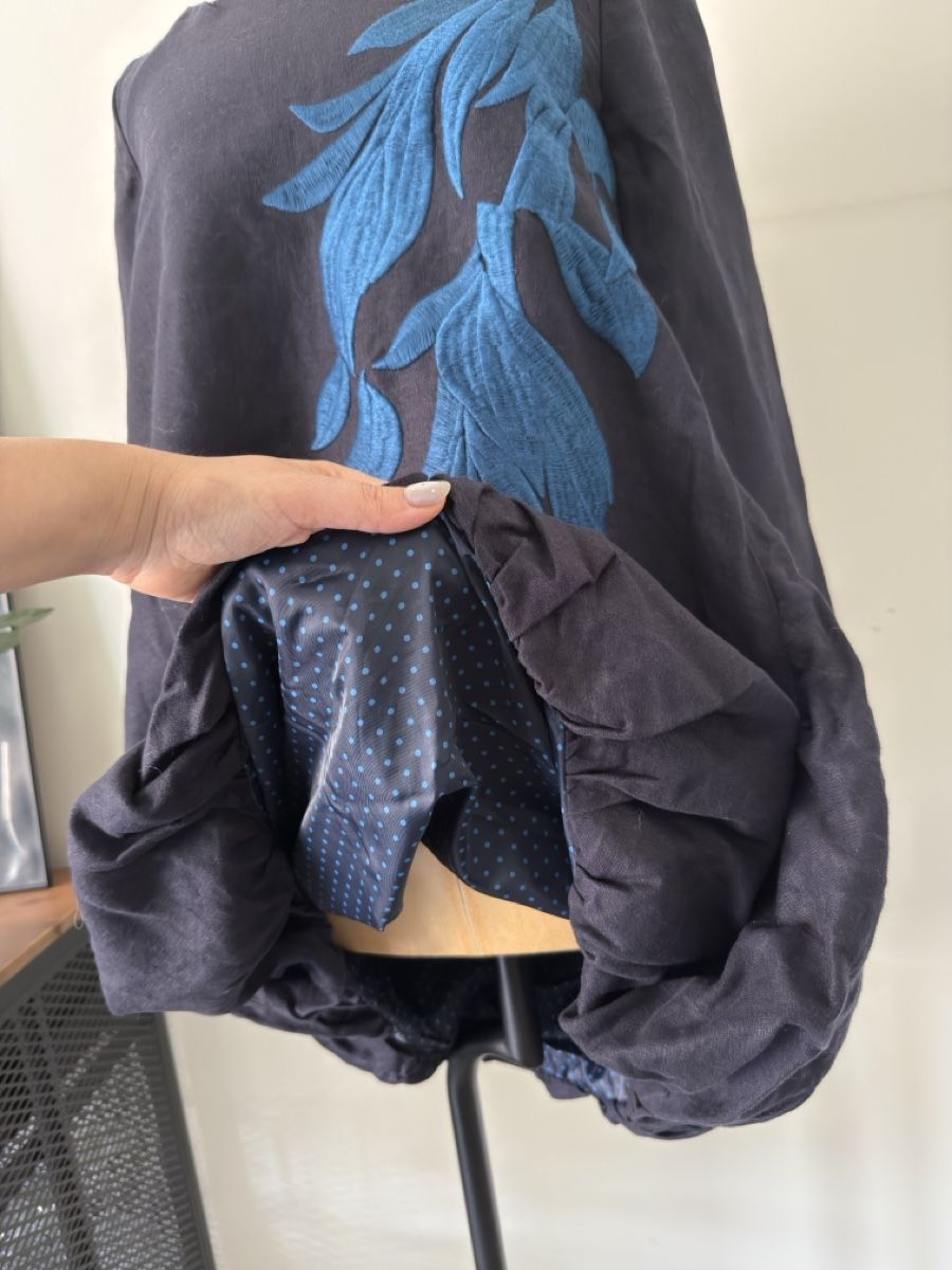 Vestiti: Leinen Kleid bestickt Oversize Dunkelblau, Gr. S – Usato da Lugano venduto da rebecca.wardrobe 3