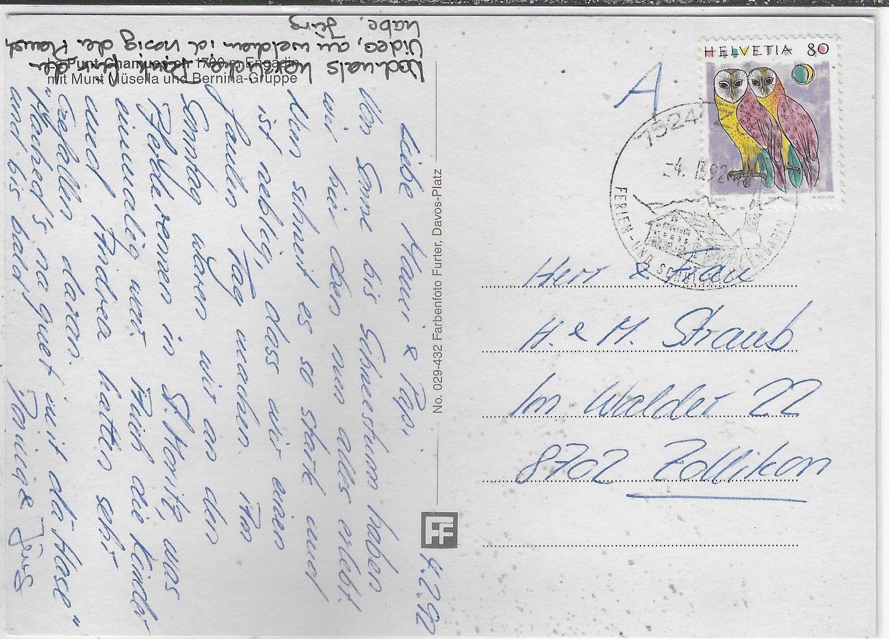 Cartoline postali: La Punt-Chamues-ch im Winter – Usato da Ettingen venduto da Kartenplanet 1